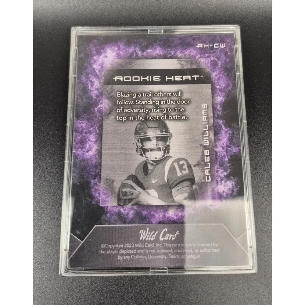 2023 Wild Card Matte Caleb Williams ##RH-CW Rookie Heat Purple Smoke /100